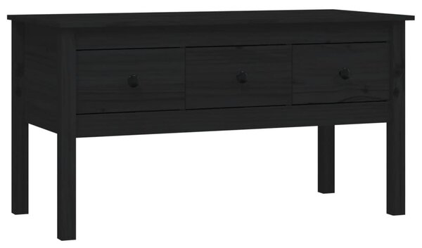 Fekete tömör fenyőfa dohányzóasztal 102 x 49 x 55 cm