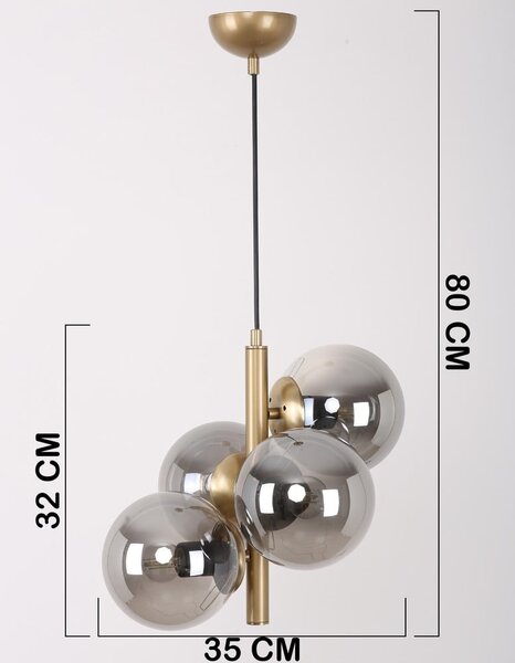 Szürke-aranyszínű függőlámpa üveg búrával ø 15 cm Forte – Squid Lighting