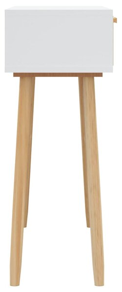 Fehér tömör fenyő és természetes rattan tálaló 80x30x75 cm
