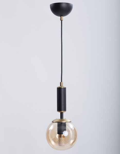 Sárga-fekete függőlámpa üveg búrával ø 15 cm Hector – Squid Lighting