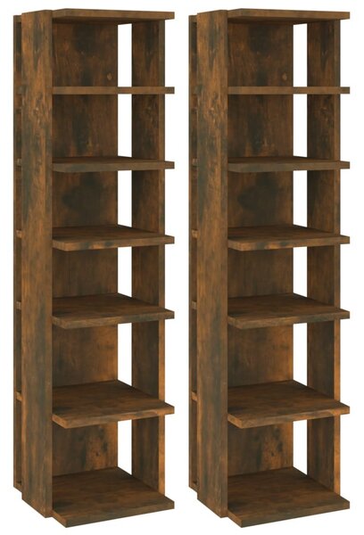 2 db füstös tölgy színű szerelt fa cipőtartó 27,5 x 27 x 102 cm
