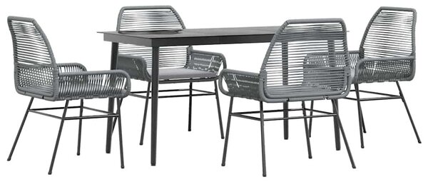 5 részes szürke polyrattan üveg kerti étkezőgarnitúra párnával