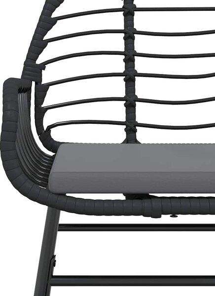 7 részes fekete polyrattan üveg kerti étkezőgarnitúra párnákkal
