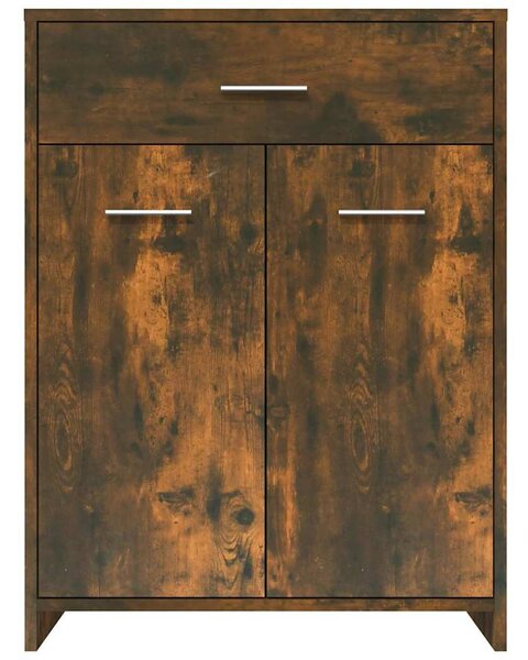 Füstös tölgy színű szerelt fa fürdőszobaszekrény 60x33x80 cm