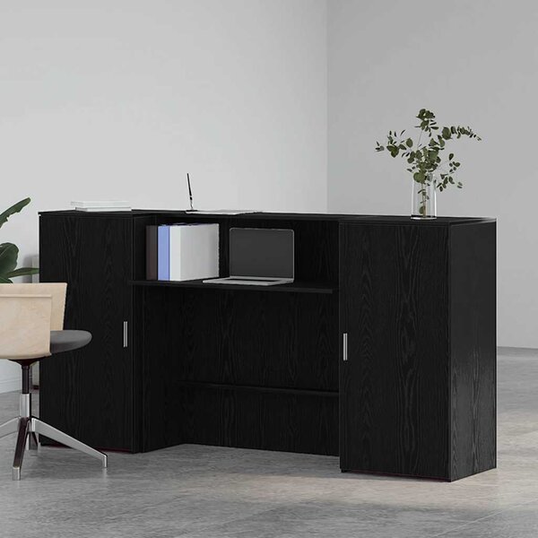 Recepciós pult fekete tölgyszínű 200x50x103,5 cm szerelt fa