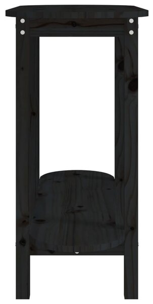 Fekete tömör fenyőfa tálalóasztal 110x40x80 cm