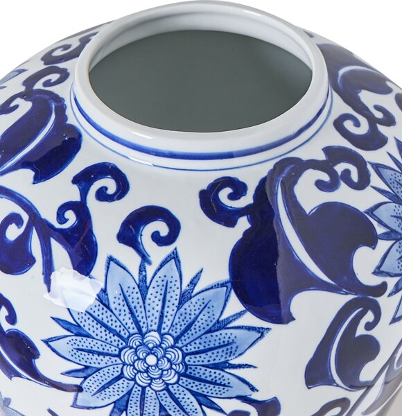 Virágtartó váza GIRONA Porcelán 35 cm Fehér/kék