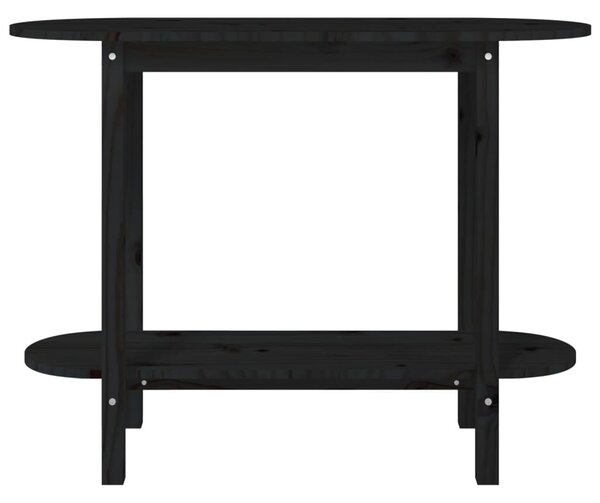 Fekete tömör fenyőfa tálalóasztal 110x40x80 cm