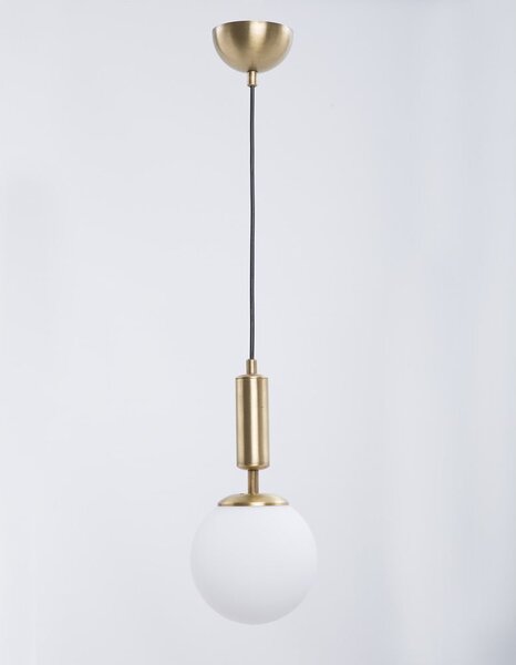 Fehér-aranyszínű függőlámpa üveg búrával ø 15 cm Monera – Squid Lighting