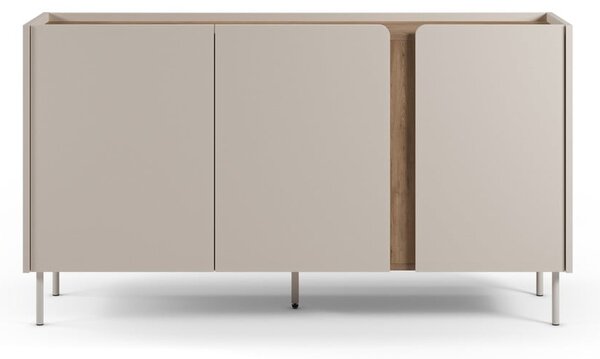 Krémszínű-natúr színű komód tölgyfa dekorral 150x82,5x40,5 cm Lucile – Marckeric
