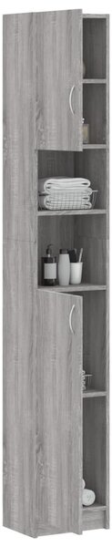 Szürke sonoma szerelt fa fürdőszobaszekrény 32 x 25,5 x 190 cm