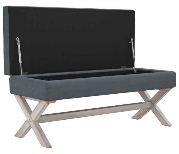 Sötétszürke bársony tárolóülőke 110 x 45 x 49 cm