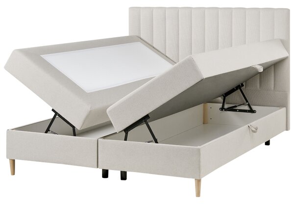 Boxspring ágy tárolóval OFFICER Törtfehér 160 x 200 cm