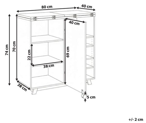 Szekrényes íróasztal FLOMOT Fehér 80 cm 40/80 cm Összecsukható