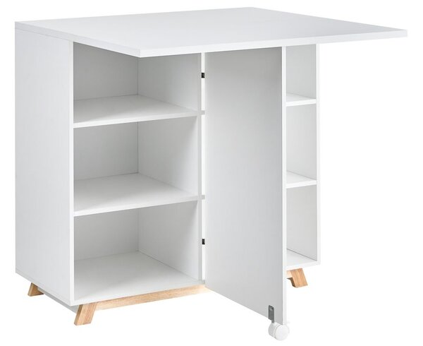 Szekrényes íróasztal FLOMOT Fehér 80 cm 40/80 cm Összecsukható