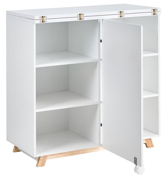 Szekrényes íróasztal FLOMOT Fehér 80 cm 40/80 cm Összecsukható
