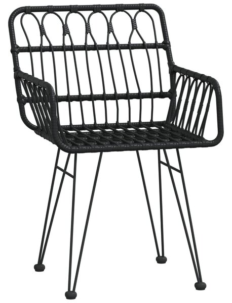 VidaXL 2 db fekete PE rattan karfás kerti szék 56 x 64 x 80 cm