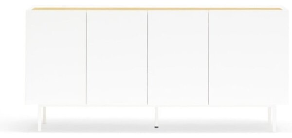 Fehér-natúr színű alacsony komód tölgyfa dekorral 165x78 cm Arista – Teulat