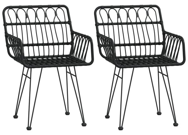 VidaXL 2 db fekete PE rattan karfás kerti szék 56 x 64 x 80 cm