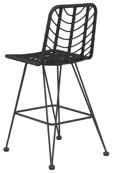 2 db bárszék fekete polietilén rattan és acél 45x56x103,5 cm