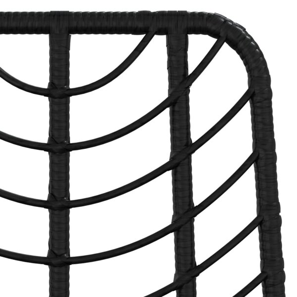 2 db bárszék fekete polietilén rattan és acél 45x56x103,5 cm