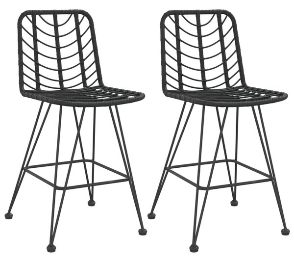2 db bárszék fekete polietilén rattan és acél 45x56x103,5 cm