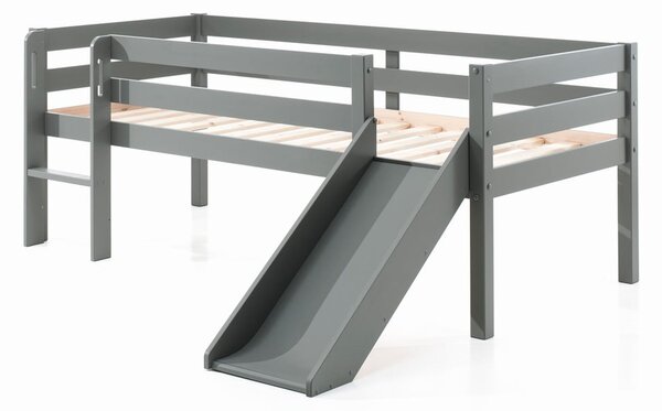 Pino szürke magasított gyerekágy csúszdával, 90 x 200 cm - Vipack