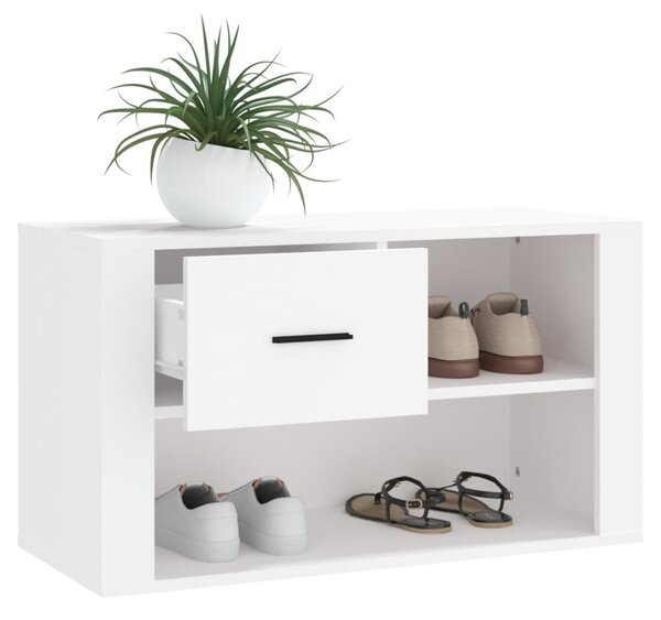 Fehér szerelt fa cipősszekrény 80x35x45 cm