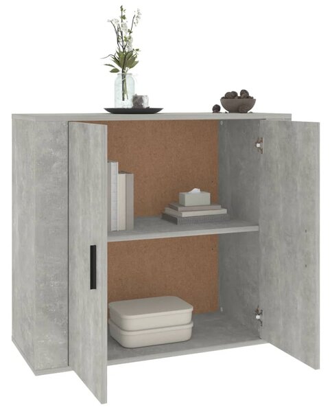 Betonszürke szerelt fa tálalószekrény 80x33x70 cm