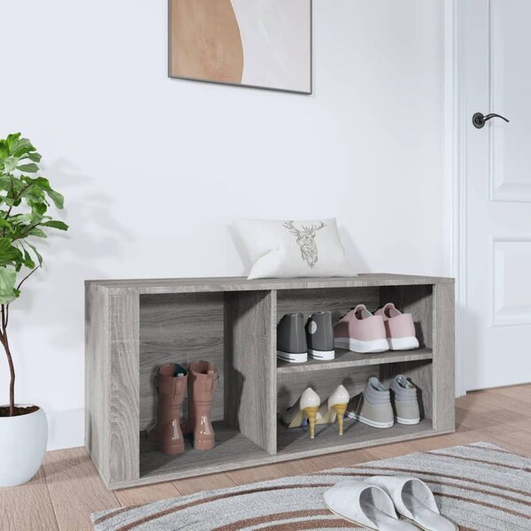 Szürke sonoma színű szerelt fa cipősszekrény 100x35x45 cm