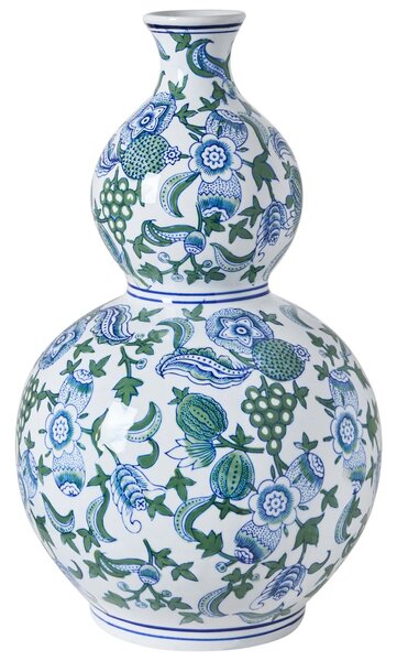 Virágtartó váza MOSTOLES Porcelán 45 cm Fehér/kék