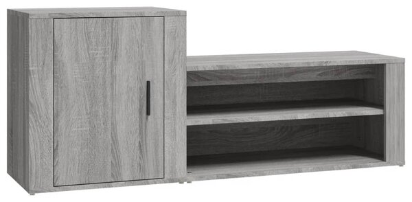 Szürke sonoma színű szerelt fa cipősszekrény 130 x 35 x 54 cm