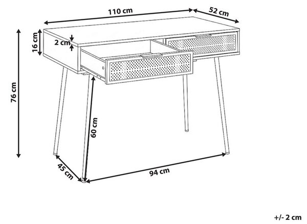 Íróasztal CHULA Világosbarna 110 cm 52 cm