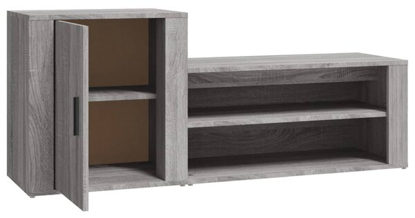 Szürke sonoma színű szerelt fa cipősszekrény 130 x 35 x 54 cm