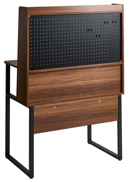 Otthoni íróasztal perforált fallal BUXTON Sötétbarna 84 cm 48 cm