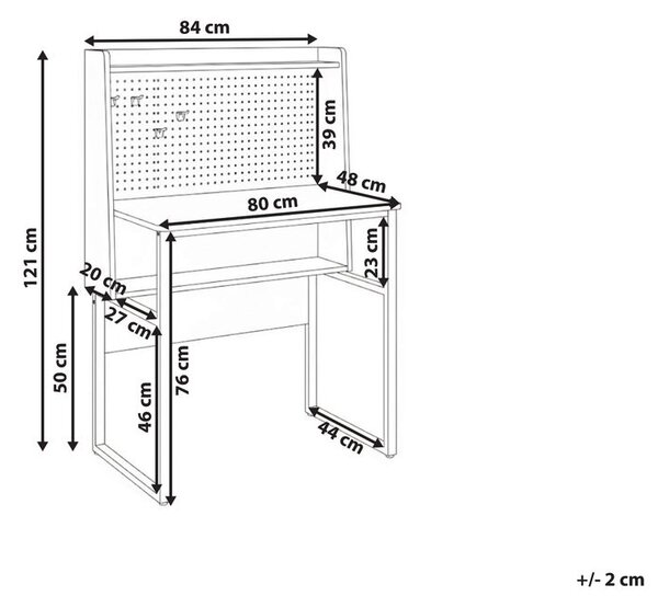 Otthoni íróasztal perforált fallal BUXTON Fehér 84 cm 48 cm