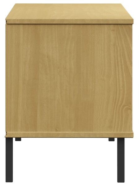 OSLO barna tömör fa cipőszekrény fém lábakkal 106 x 35 x 45 cm