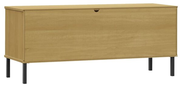 OSLO barna tömör fa cipőszekrény fém lábakkal 106 x 35 x 45 cm