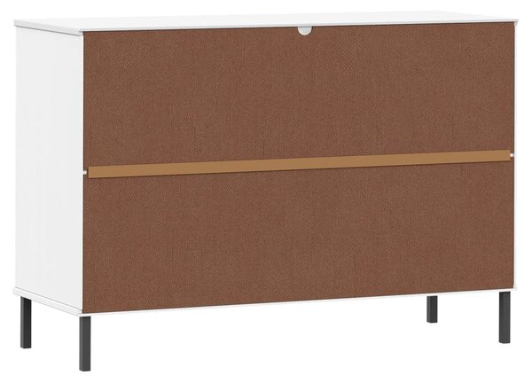OSLO fehér tömör fa tálalószekrény fémlábakkal 113x40x77 cm