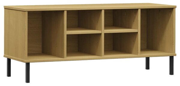 OSLO barna tömör fa cipőszekrény fém lábakkal 106 x 35 x 45 cm