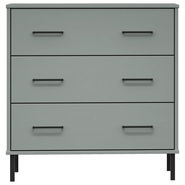 OSLO szürke tömör fa tálalószekrény 3 fiókkal 77 x 40 x 79,5 cm