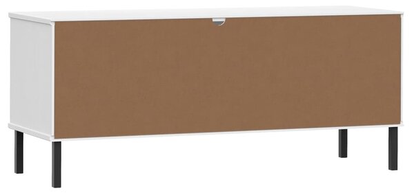 OSLO fehér tömör fa cipőszekrény fém lábakkal 106 x 35 x 45 cm