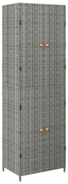 Szürke polyrattan kerti tárolószekrény 59 x 40 x 180 cm