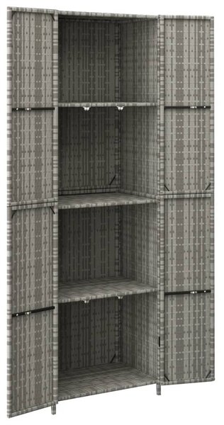 Szürke polyrattan kerti tárolószekrény 59 x 40 x 180 cm