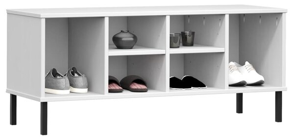 OSLO fehér tömör fa cipőszekrény fém lábakkal 106 x 35 x 45 cm