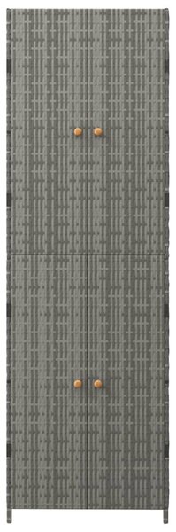 Szürke polyrattan kerti tárolószekrény 59 x 40 x 180 cm