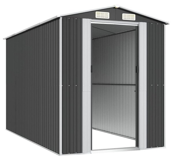 Antracitszürke horganyzott acél kerti fészer 192 x 357 x 223 cm