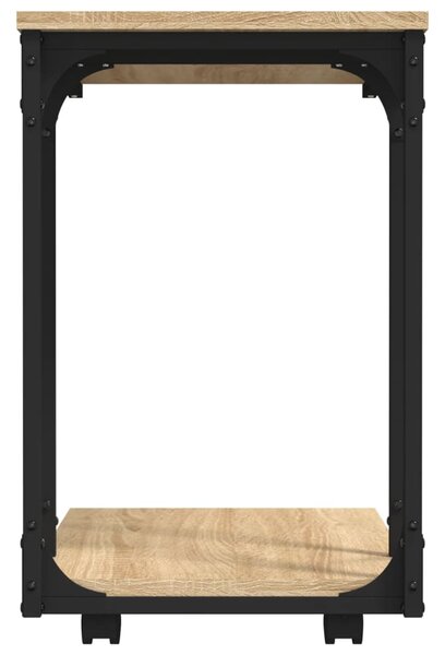 Sonoma tölgy szerelt fa kisasztal kerekekkel 50 x 35 x 55,5 cm