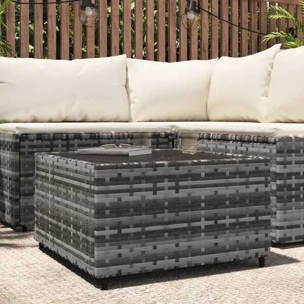 Szürke polyrattan négyzet alakú kerti dohányzóasztal 50x50x30cm