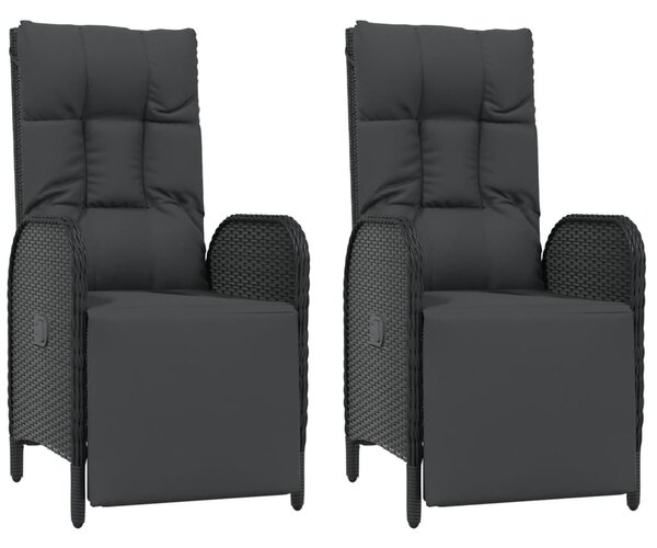 3 részes fekete polyrattan kerti étkezőgarnitúra párnákkal